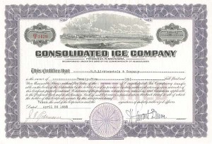 Consolidated Ice Co. - Pennsylvania Stock Certificate